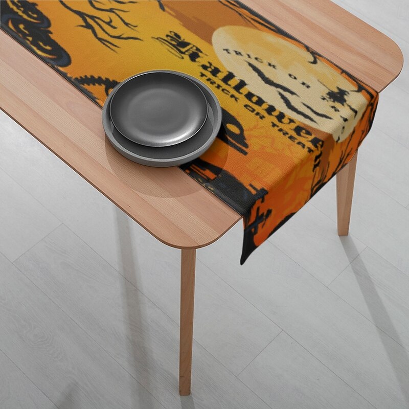 Halloween Moon Table Runner - Digital Printed Rectangular Tablecloth 33x180cm, Spooky Celestial Decor for Restaurant & Banquet Dining4