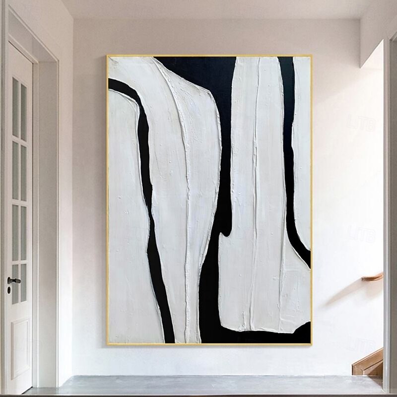 Handmade Oil Painting Canvas Wall Decoration Abstract Black and White Texture Art for Home Decor Rolled Frameless Unstretched Painting3