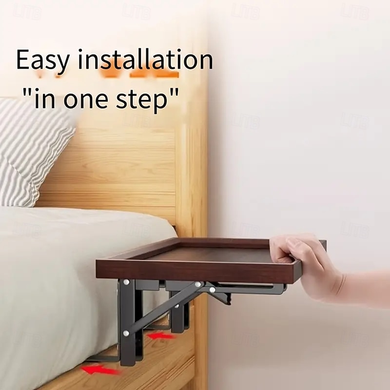 Folding Bedside Table No Punching Invisible Home Bedroom Storage Rack Small Storage Tray Foldable
