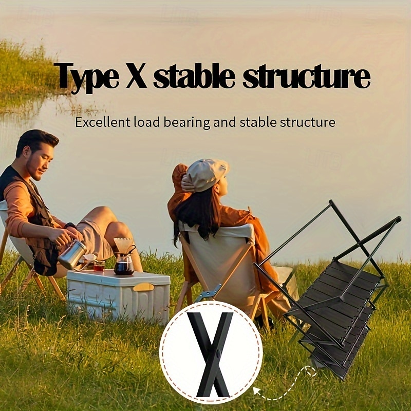 2-in-1 Ultra-Light Aluminum Alloy Folding Shelf - Portable & Multi-Functional for Outdoor Camping, Picnics, BBQs Contemporary Style3