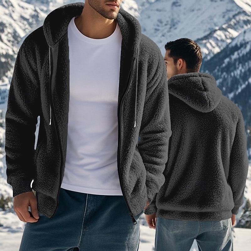 Men's Hoodie Full Zip Hoodie Fleece Hoodie Black Navy Blue Khaki Gray Hooded Plain Oversized Sports & Outdoor Casual Daily Streetwear Cool Sportswear Fall Winter Clothing Apparel Hoodies Sweatshirts4