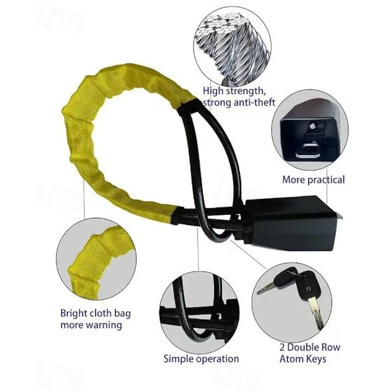 Car Steering Wheel Lock Seat Belt Lock Anti Theft Device Adjustable Anti Theft Security Bar With Steel Cable Retractable Car Safety Lock For Vehicle Protection4