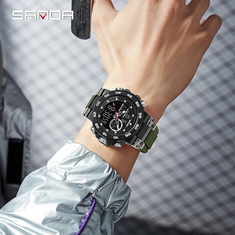 SANDA 6296 Sports Fashion Men Electronic Quartz Watch Shockproof Waterproof Luminous Calendar Casual Digital Watches3