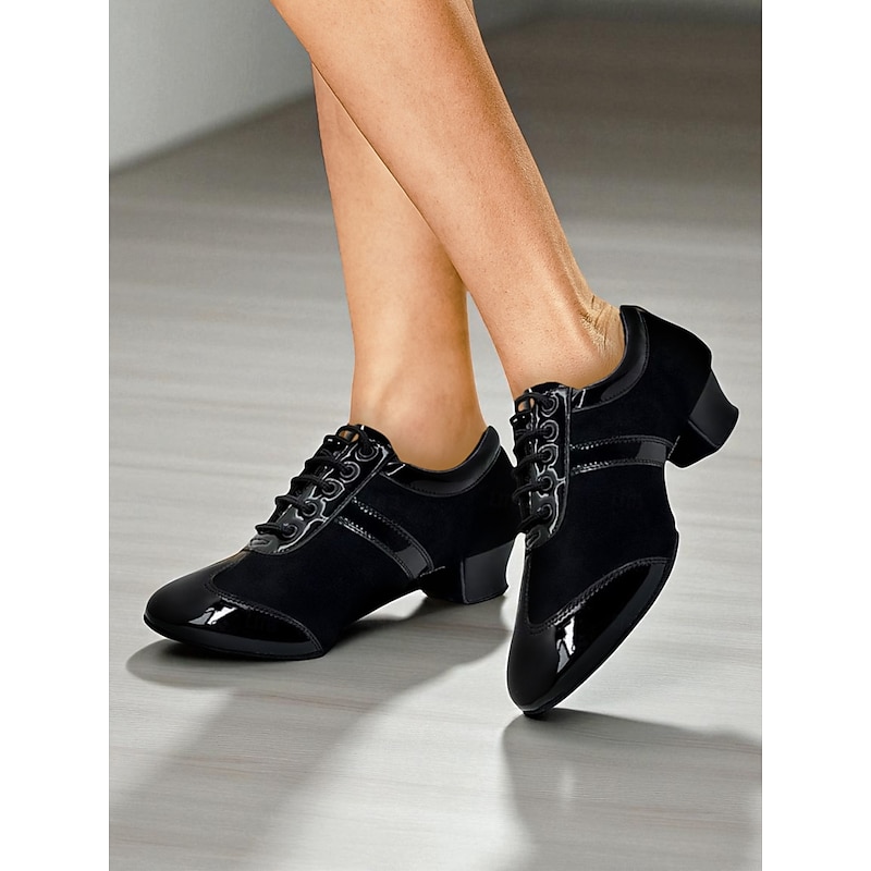 Women's Mesh Lace-Up Latin Dance Shoes - Breathable Professional Ballroom Practice Footwear with Low Heel for Performers3