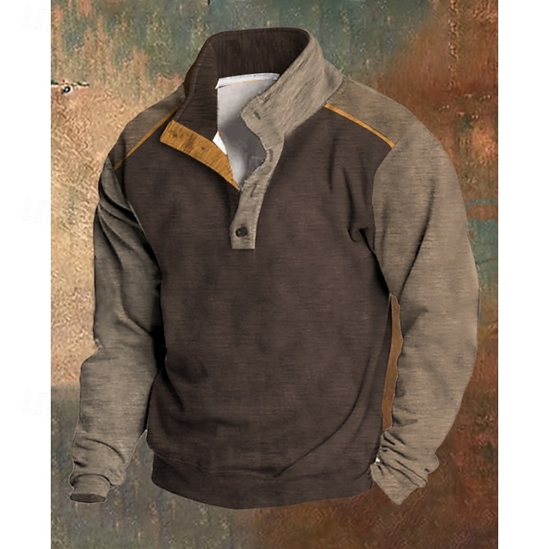 Men's Sweatshirt Corduroy Fleece Sweatshirt Pullover Quarter Zip Sweatshirt Black Blue Coffee Standing Collar Plain Patchwork Color Block Sports & Outdoor Casual Daily Streetwear Cool Sportswear