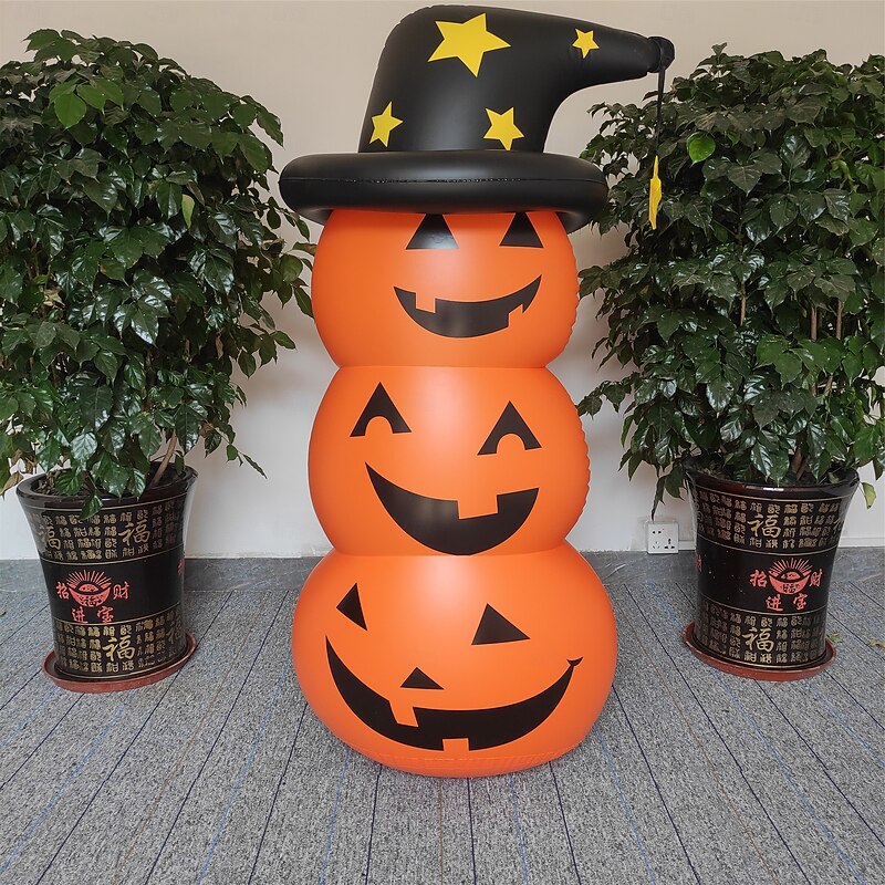 Halloween Decorations Inflatable Pumpkin Tumbler with Witches Hat Smiling Ghost Halloween Decoration Indoor & Outdoor Party Supplies for Halloween Garden Living Room3
