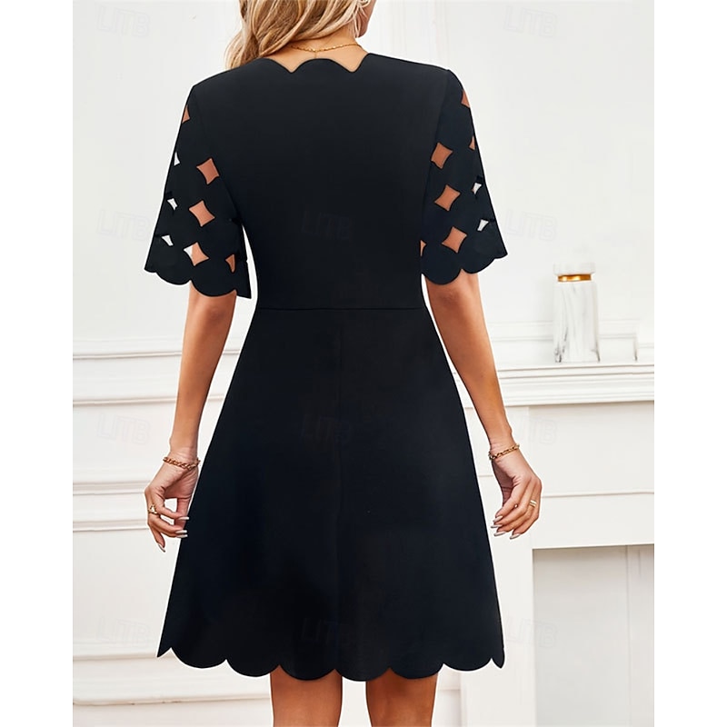 Women's Mini Dress Black Dress Casual Dress Cocktail Dress Formal Dress Classic Modern Outdoor Holiday Going out Regular Fit Plain Short Sleeve Crew Neck Black Summer4