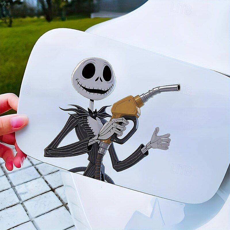 2Pcs Disney Christmas Eve Jack Skellington Car Gas Cap Sticker Suitable for Sedans and Trucks Easy to Apply Without Residue