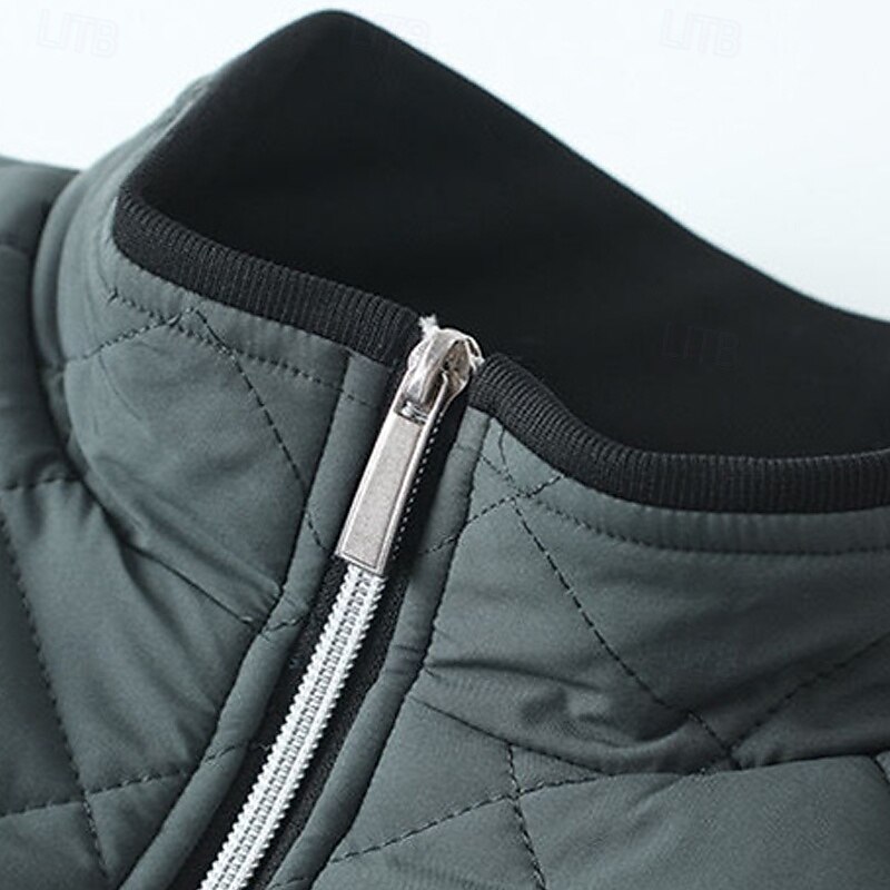 Men's Winter Coat Quilted Jacket Fleece Jacket Parka Pocket Cotton Vacation Daily Wear Date Regular Fashion Casual Comfortable Thermal Warm Winter Solid / Plain Color Black Blue Puffer Jacket4