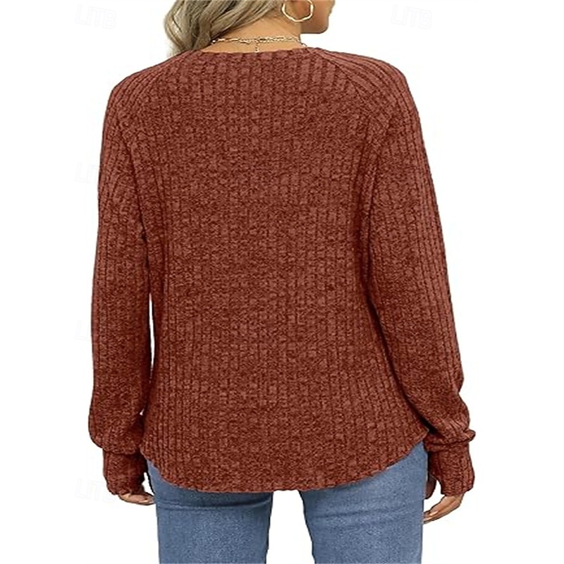 Women's Texture Sweatshirt T Shirt Tee Top Plain Fashion Modern Long Sleeve Crew Neck Regular Tops Daily Going out Black Wine Army Green Light Brown Blue Spring Fall2