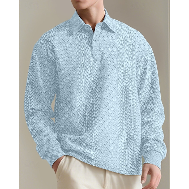 Men's Golf Shirt Golf Polos Shirts Work Casual Lapel Short Sleeve Basic Modern Plain Jacquard Buttons Spring Fall Regular Fit Black Khaki Light Blue Gray Golf Shirt