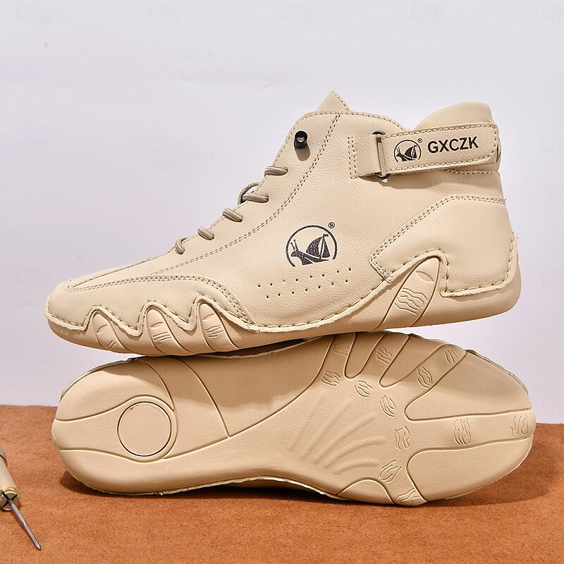 Men's Beige High-Top Tactical Combat Boots with Lace-Up Design – Lightweight Military Style Outdoor Footwear for Hiking, Work and Daily Wear3