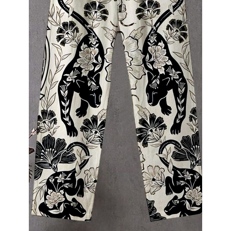 Women's Chinos Pants Trousers Streetwear Casual Full Length High Waist Floral Elastic Waist Print Breathability Comfortable Stretchy Vacation Street Daily Wear Apricot Summer Spring Fall Regular Fit3