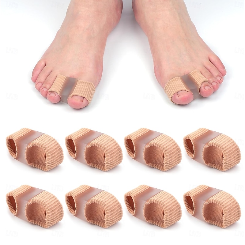 8pcs Toe Separators, Gel Correct Toes Toe Spacers with 2 Loops Breathable Hammertoes Straightener for Overlapping Toes Corrector Elastic Toe Aligners for Women Men