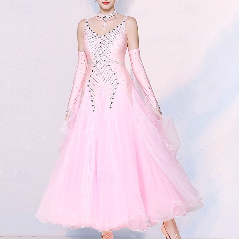 Ballroom Dance Dress Crystals / Rhinestones Women's Performance Party Sleeveless Imitation Silk