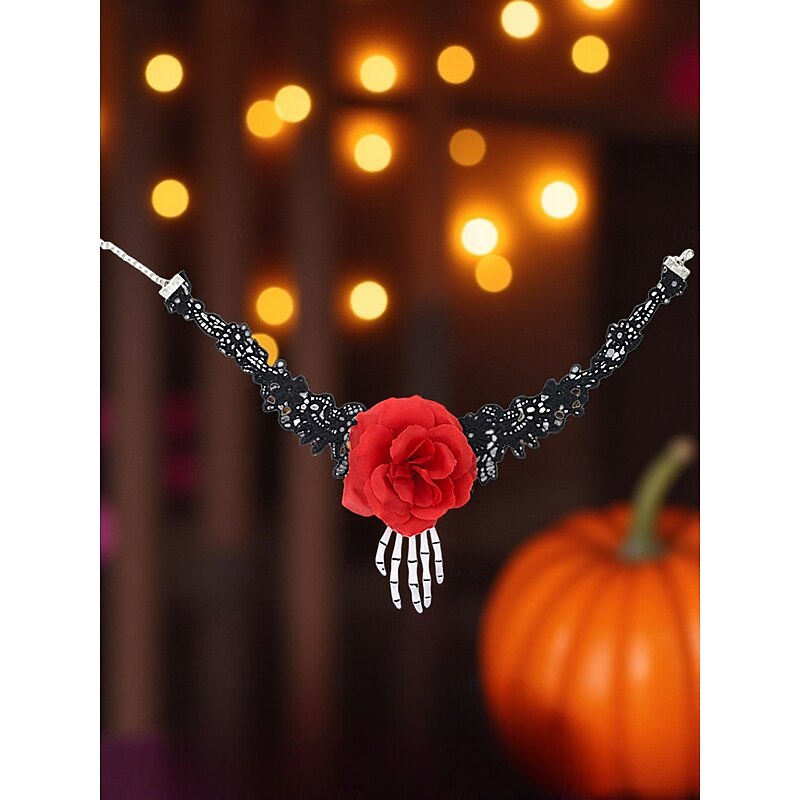 Women's Gothic - Style Floral Crown with Skull and Skeleton Hand, Ideal for Halloween Party Looks4