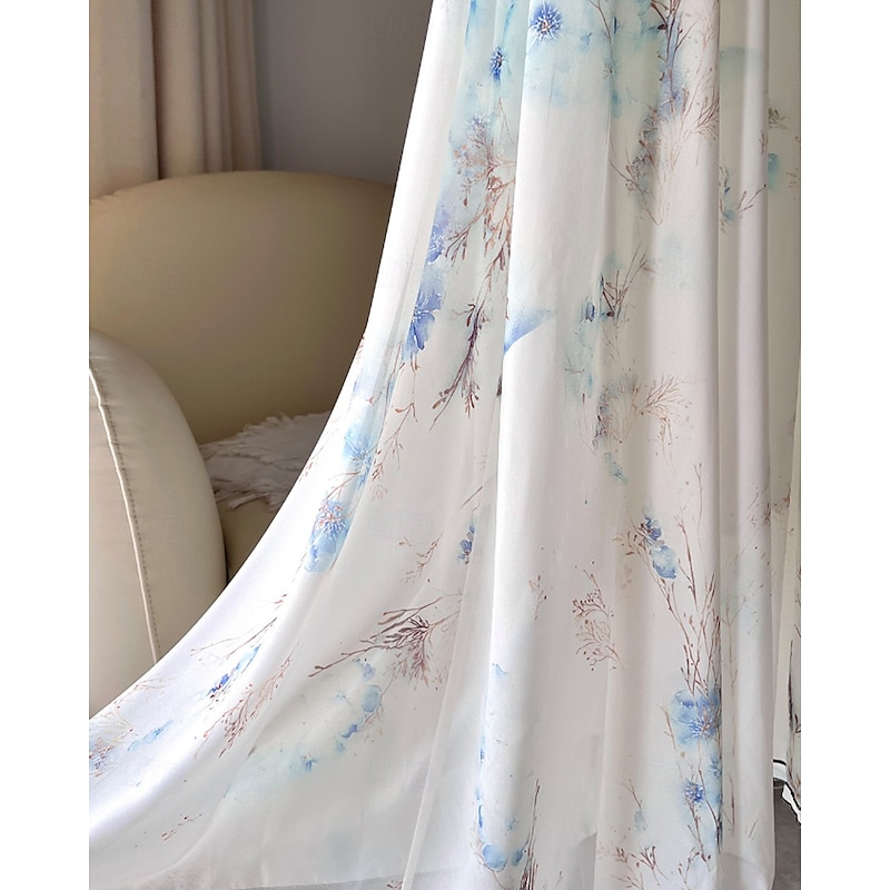 Women's Long Dress Maxi Dress Cocktail Dress Chiffon Dress Print Dress Fashion Modern Vacation Tea Party Going out Regular Fit Flower Long Sleeve V Neck White Light Blue Fall4