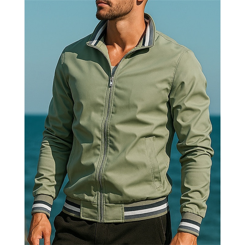 Men's Outdoor Jacket Hiking Jacket Outdoor Waterproof Windproof Hiking Outfits Hiking Clothes Spring Autumn / Fall Jacket Hunting Fishing Climbing Stripes Black White Yellow3