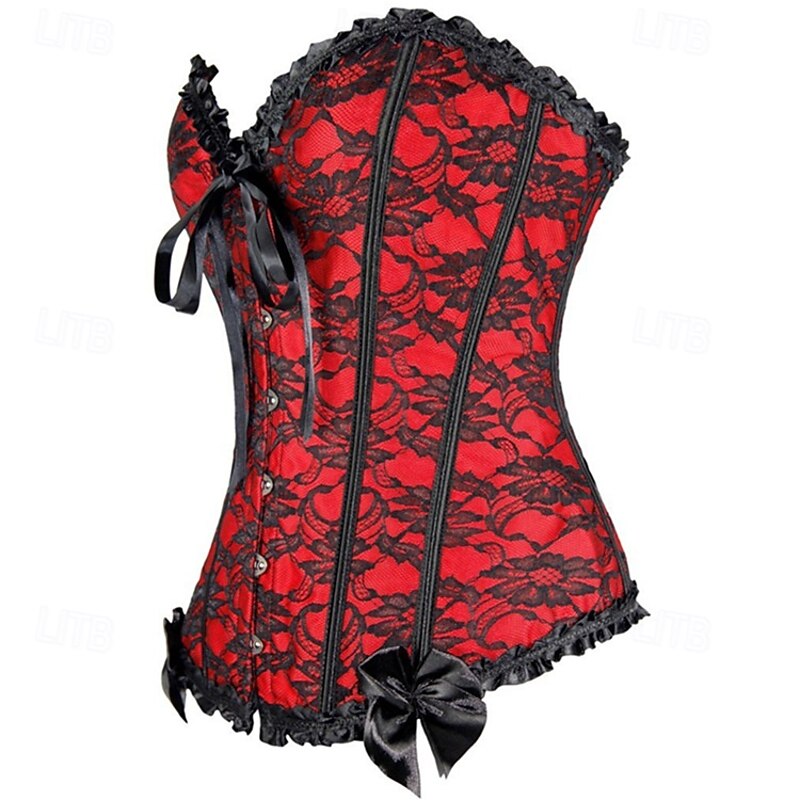 Rococo Punk & Gothic Victorian Corset Overbust Corset Goth Girl Lace Floral Fancy Dress Women's Halloween Carnival Performance Party Adults Corset2