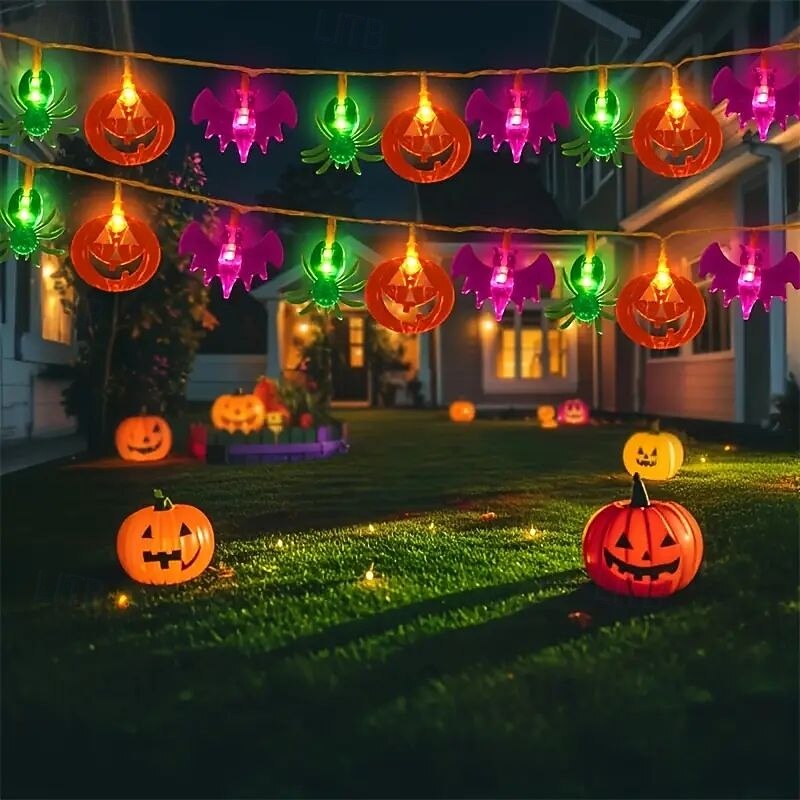 Halloween Spider Pumpkin Bat LED String Lights 1.5m 10LEDs Battery Powered Halloween Party Balcony Garden Porch Room Indoor Outdoor Decoration3