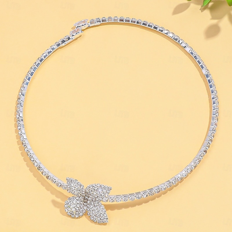 Bridal Jewelry Sets Two-piece Suit Zircon Imitation Diamond 1 Necklace Earrings Women's Elegant Luxury Sweet Lovely Retro Leaf Precious Jewelry Set For Wedding Wedding Guest Party Evening Wear2