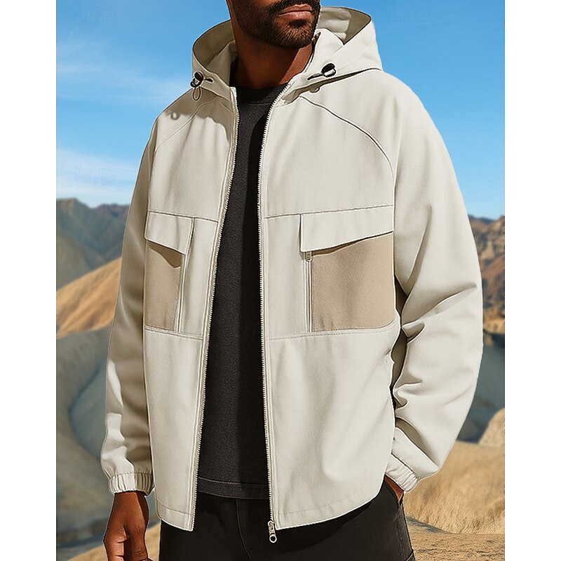 Men's Windbreaker Softshell Jacket Hiking Jacket Outdoor Waterproof Windproof Hiking Outfits Hiking Clothes Spring Autumn / Fall Top Camping / Hiking / Caving Running Solid Color Black White Red3