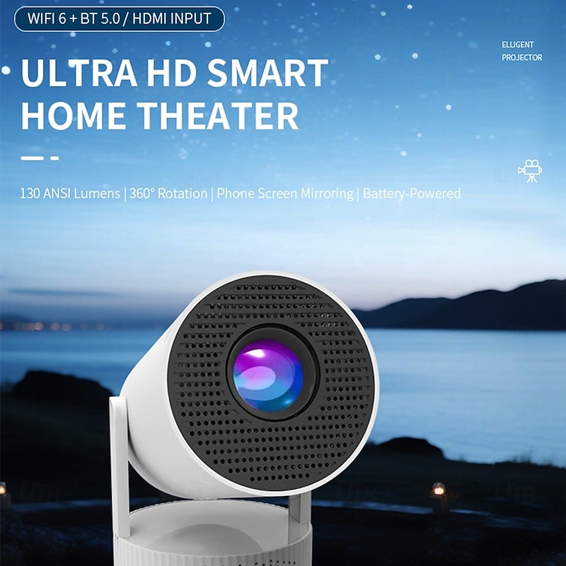 HY300 ProMax HD Mini Projector Battery Edition Android Edition Projector Outdoor Camping Player Dedicated Standby Time Up to 9 Hours - Suitable for Android 11 and above supports instant 4K video nat