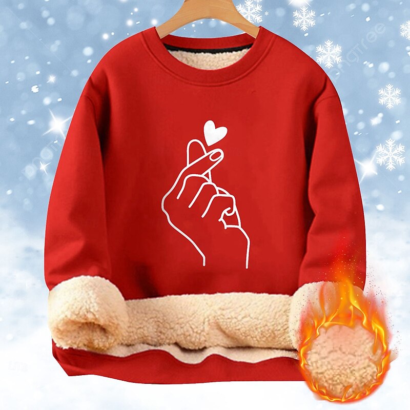 Men's Fleece Sweatshirt Black Yellow Red Orange Light Grey Crew Neck Heart Graphic Prints Hand Print Casual Daily Going out Polyester Streetwear Casual Fall Winter Clothing Apparel Hoodies4