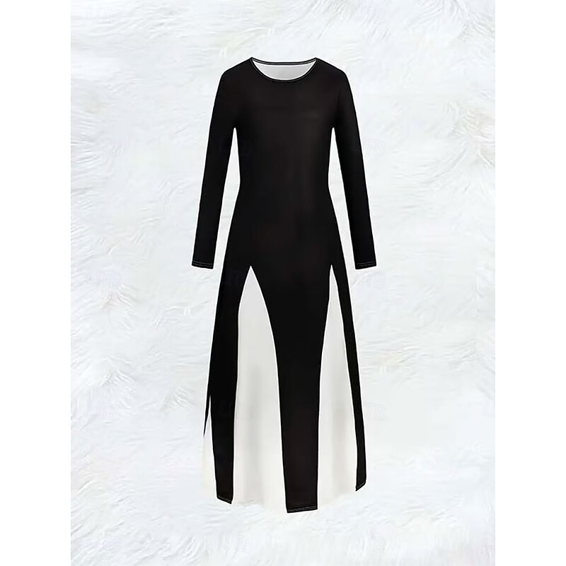 Women's Maxi Dress A Line Dress Summer Dress Elegant Vacation Casual Regular Fit Graphic Geometric Long Sleeve Crew Neck White Spring Fall Winter2