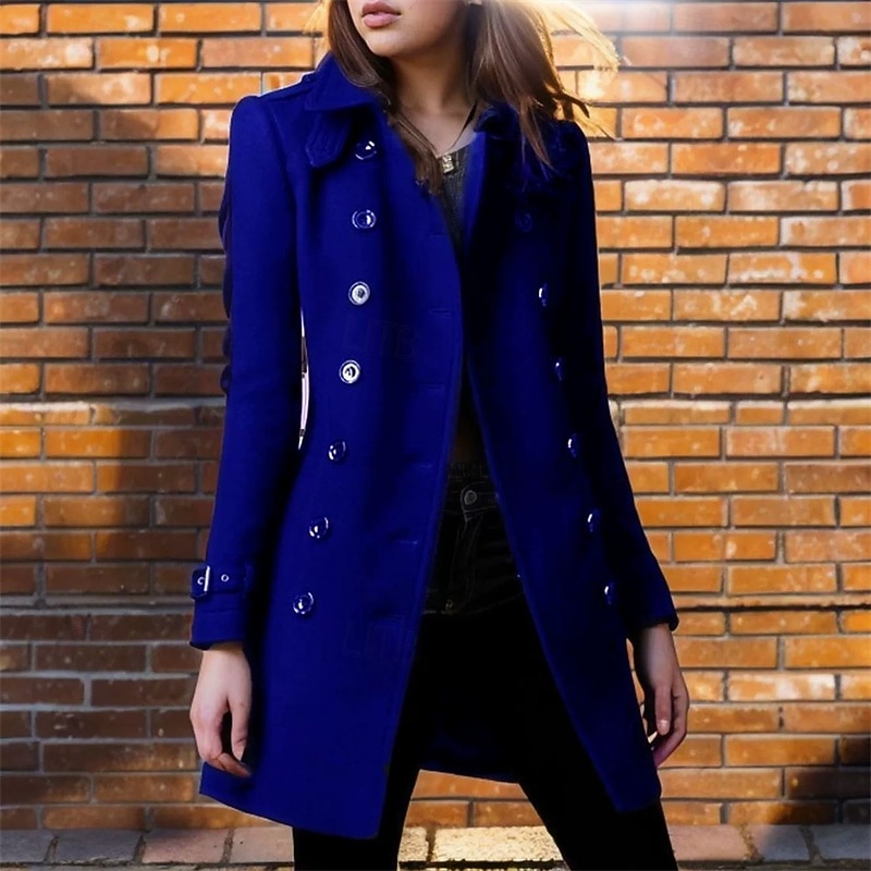 Women's Casual Jacket Warm Comfortable Pocket Buttons Fashion Outdoor Plain Going out Weekend Zipper Regular Lapel Regular Fit Long Sleeve Outerwear Black Wine Blue Fall Winter4