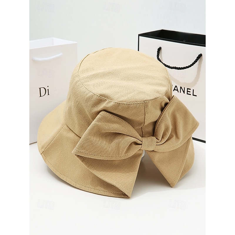 Women's Bowknot Bucket Hat – Lightweight Wide Brim Polyester Sun Hat for Outdoor Travel, Beach and Summer Casual Wear2