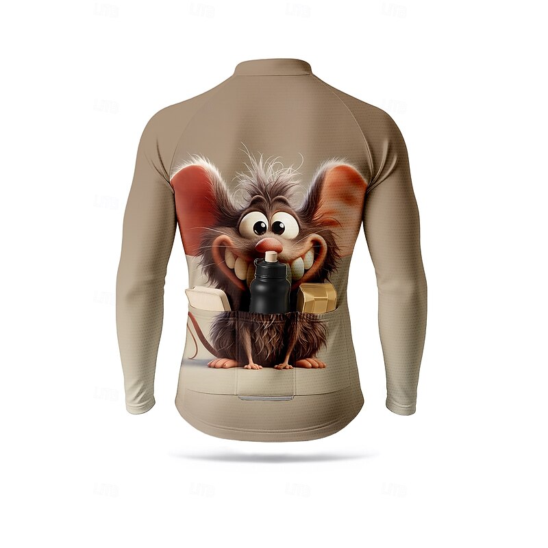 Men's Tops Cycling Jersey Graphic Animal Long Sleeve Bike Jersey Top with 3 Rear Pockets Sun Sun Protection Sunscreen Quick Dry Sports Brown Clothing Apparel2