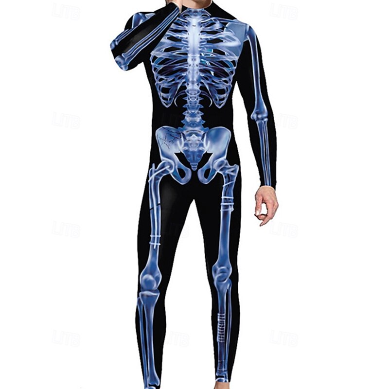 Family Halloween Jumpsuit Skull Halloween pattern Street Print White Yellow Light Red Long Sleeve Matching Outfits2