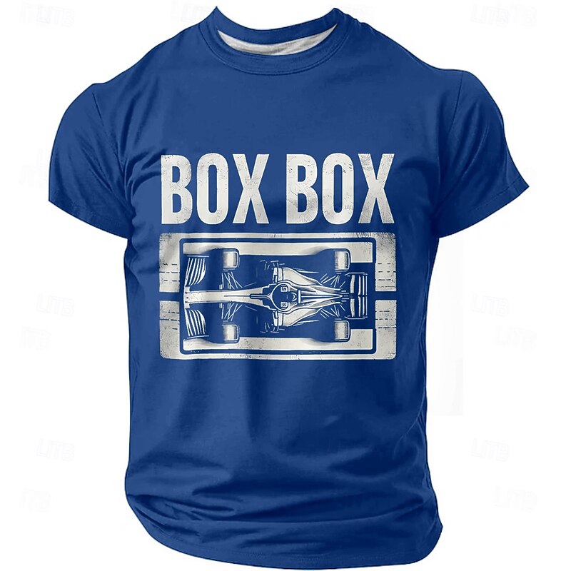 Men's F1 Racing 'BOX BOX' Graphic T-Shirt, Motorsport Short Sleeve Tee2