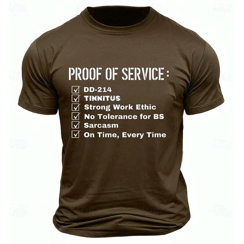 Men's Proof Of Service DD-214 T Shirt Short Sleeve T shirt 3D Print Crew Neck Shirt Daily Military Street Daily Black Red Blue Summer Spring Clothing Apparel3