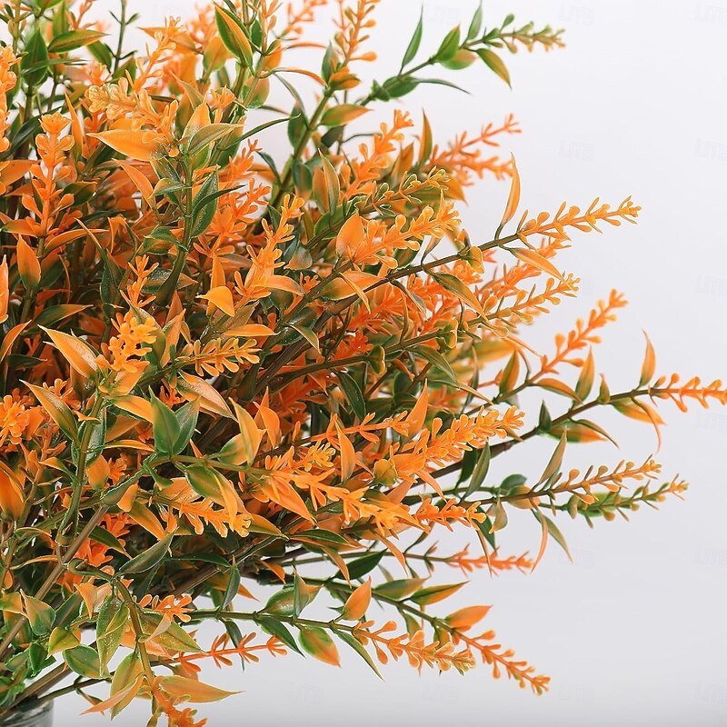 8 Bundles Fall Artificial Flowers – Outdoor UV Resistant, Non-Fading Autumn Plants for Outdoor Pots, Garden, Patio, Porch Decoration – Salmon Color2