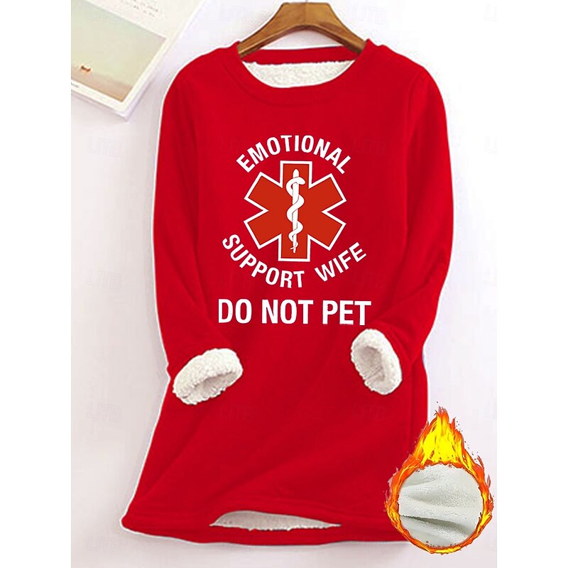 Women's Pullover Sweatshirt Graphic Letter Warm Casual Fuzzy Long Sleeve Round Neck Long Tops Street Casual Drawstring Print Black Pink Dark Pink Red Blue Spring Fall Winter