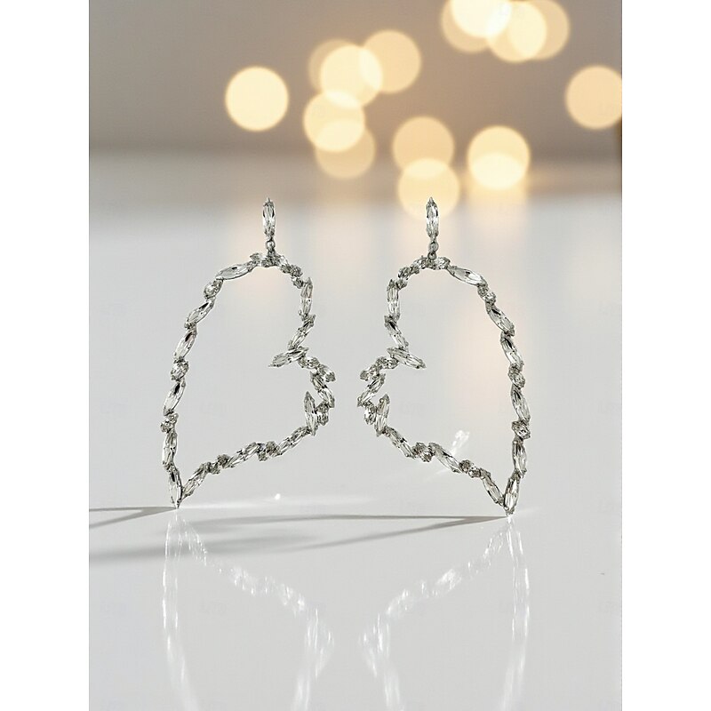 Women's Crystal Heart Earrings and Rhinestone Choker Set - Bold Statement Jewelry for Fashion Parties, Night Out, and Special Occasions4