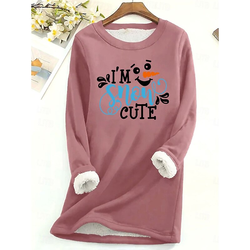 Women's Pullover Sweatshirt Graphic Letter Warm Casual Fuzzy Long Sleeve Round Neck Regular Tops Street Casual Light Pink Black Dark Pink Blue Spring Fall Winter4