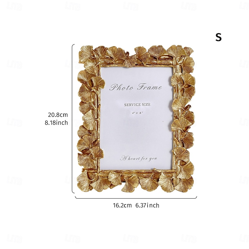 Vintage Gold Ginkgo Leaf Filigree Photo Frame, Horizontal & Vertical Display with Random Insert Paper, Elegant Home Decor for Photos and Artwork2