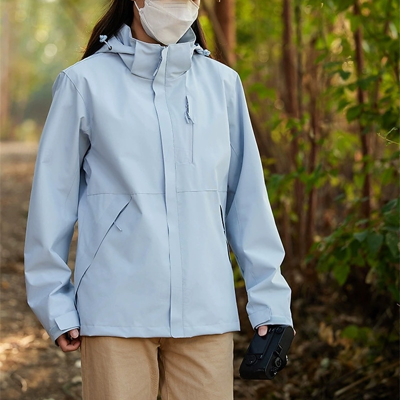 Women's Trench Coat Waterproof Rain Jackets Rain Coats Waterproof Windproof Zipper Pocket Fashion Outdoor Color Block Going out Weekend Zipper Regular Hooded Regular Fit Long Sleeve Outerwear Light