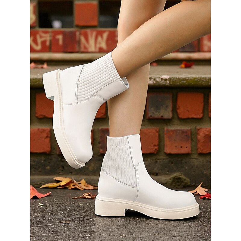 Women's Black Chelsea Ankle Boots – Elastic Side Panel Faux Leather Booties for Fall Street Style, Work and Casual Outfits4