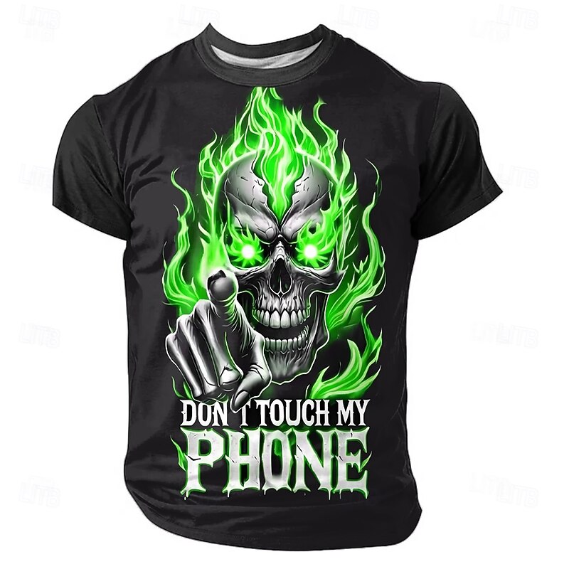 Halloween Men's Skull 3D T Shirt Short Sleeve T shirt 3D Print Crew Neck Shirt Exaggerated Designer Horror Party Street Holiday Blue Purple Green Summer Spring All Seasons Clothing Apparel S M L XL2