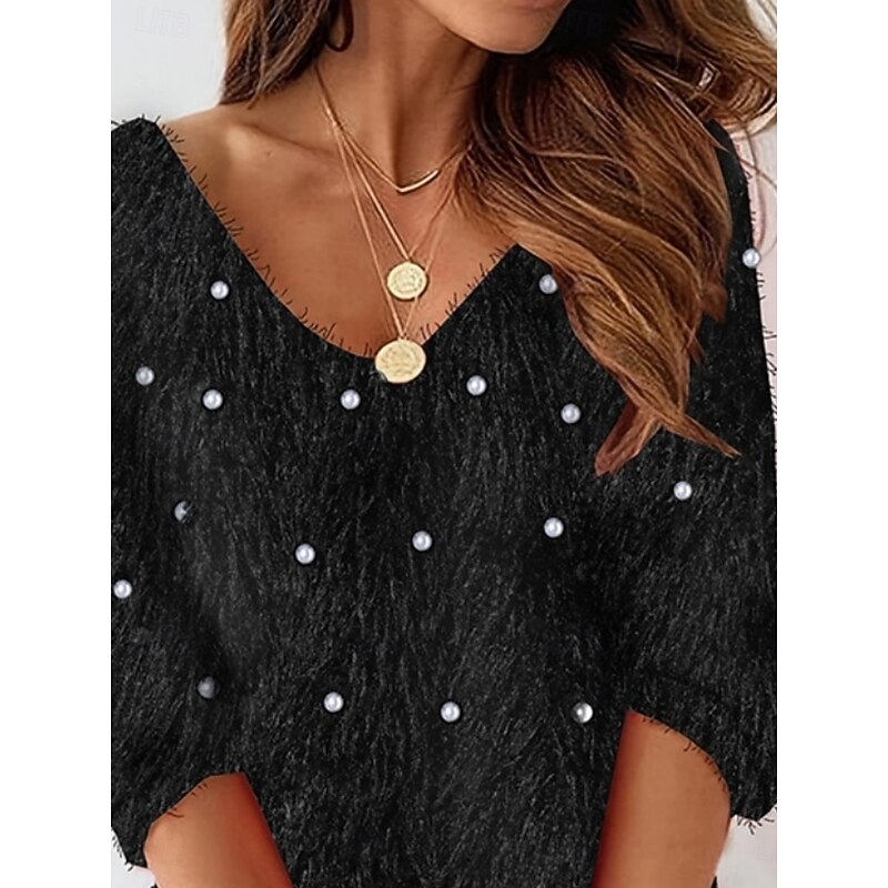 Women's Mini Dress Casual Dress Winter Dress Shift Dress Fashion Modern Daily Beach Weekend Regular Fit Pure Color Long Sleeve V Neck Black Summer Spring Fall Autumn2