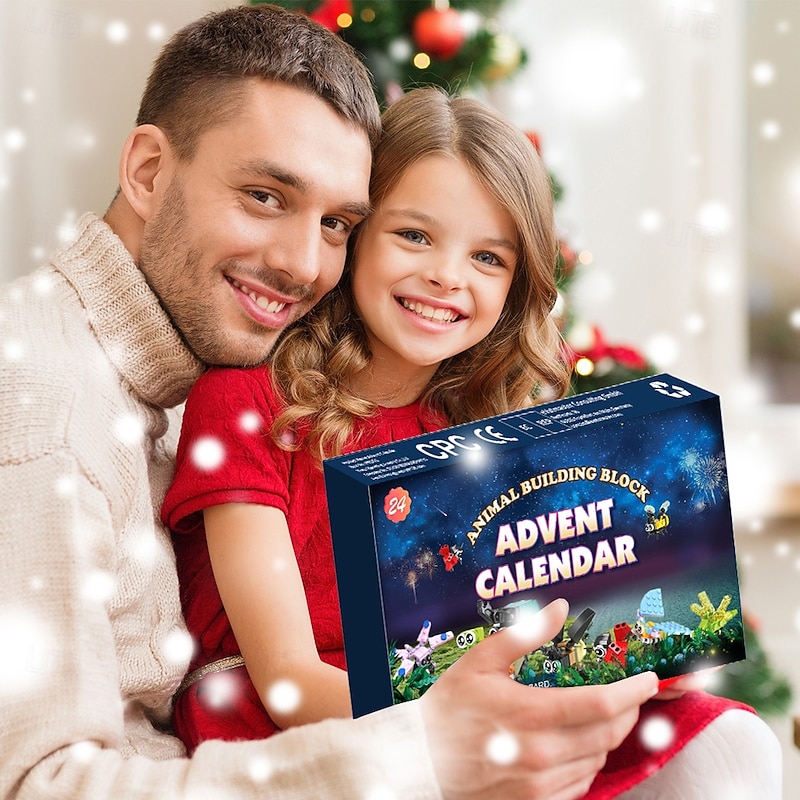 Christmas Advent Calendar Animal Building Blocks 2025, 24 Days Countdown DIY Construction Toy Set, Holiday Gift Box for Kids Boys Girls3