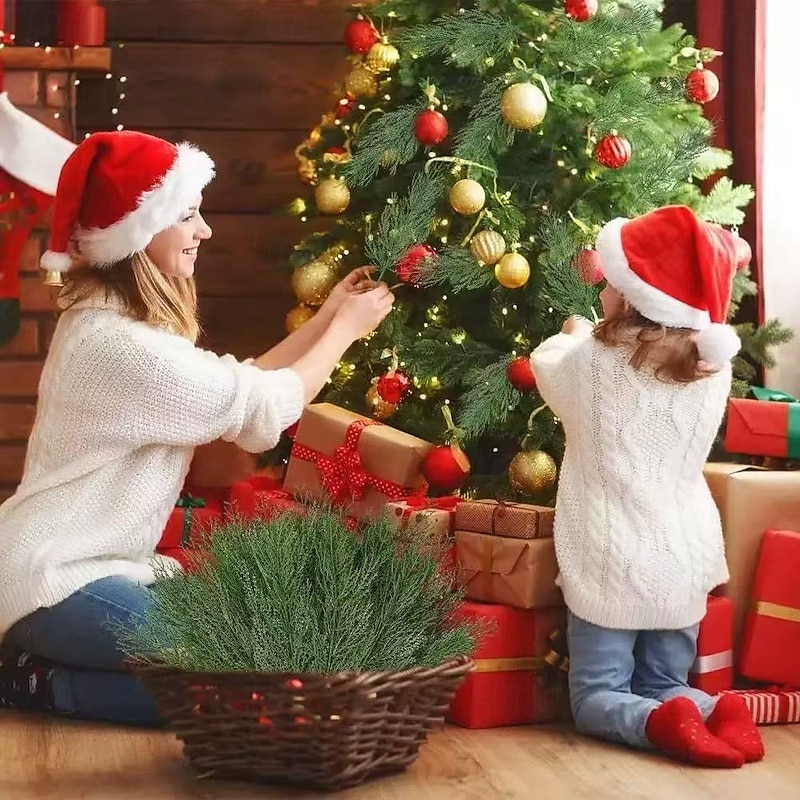 50pcs Christmas Artificial Pine Branches – Faux Green Pine Needles for Christmas DIY Wreaths, Garland, and Holiday Decorations2