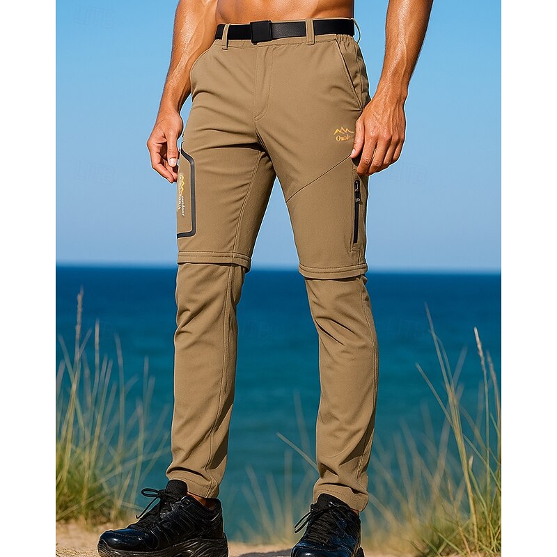 Men's Convertible Zip Off Pants Hiking Pants Trousers Softshell Pants Outdoor Regular Fit Waterproof Windproof Bottoms Pocket Dark Grey Black Camping / Hiking Running S M L XL XXL
