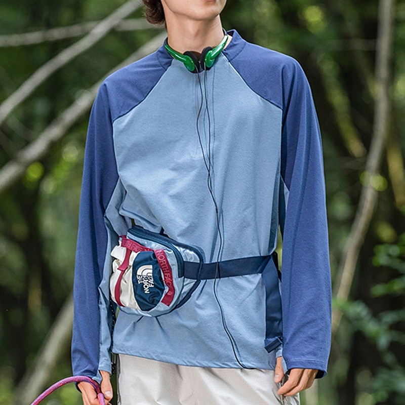 Men's Hiking Shirt Quarter Zip Shirt UV Protection Shirt Long Sleeve Top Outdoor UV Sun Protection Quick Dry Polyester Patchwork White Blue Grey Tennis Camping / Hiking / Caving Running2