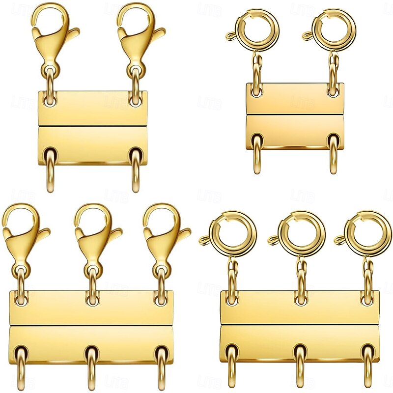 4pcs Necklace Layering Clasp - 18K Gold Separator for Layering, Magnetic Multiple Clasps and Closures for Women Chain Extender
