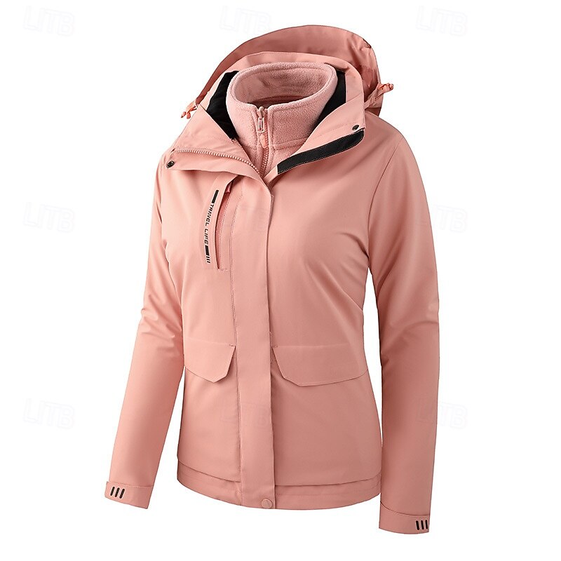 Women's Hiking Jacket Thermal Jacket Outdoor Windproof Top Black Yellow Pink Red Purple4